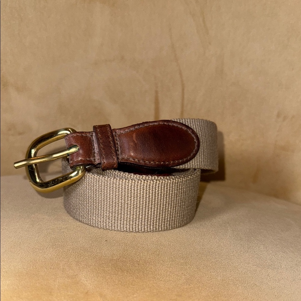Brown and Tan Two-Tone Belt with Leather Trim